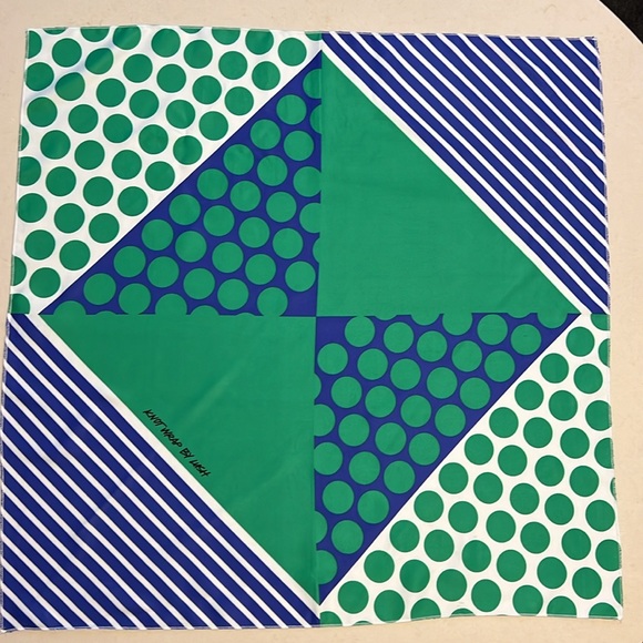 Knot Wrap by Lush | Geometric Polka Dots & Stripes Pattern Green/Navy Blue/White - Picture 4 of 12